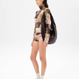 CODY - Patchwork print long sleeve velvet top