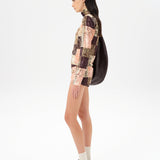 CODY - Patchwork print long sleeve velvet top