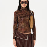 CODY - Printed long sleeve velvet top