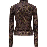 CODY - Printed long sleeve velvet top
