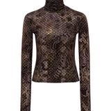 CODY - Printed long sleeve velvet top