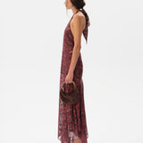 CORINAS - Halter-neck chiffon maxi dress with devoré detail