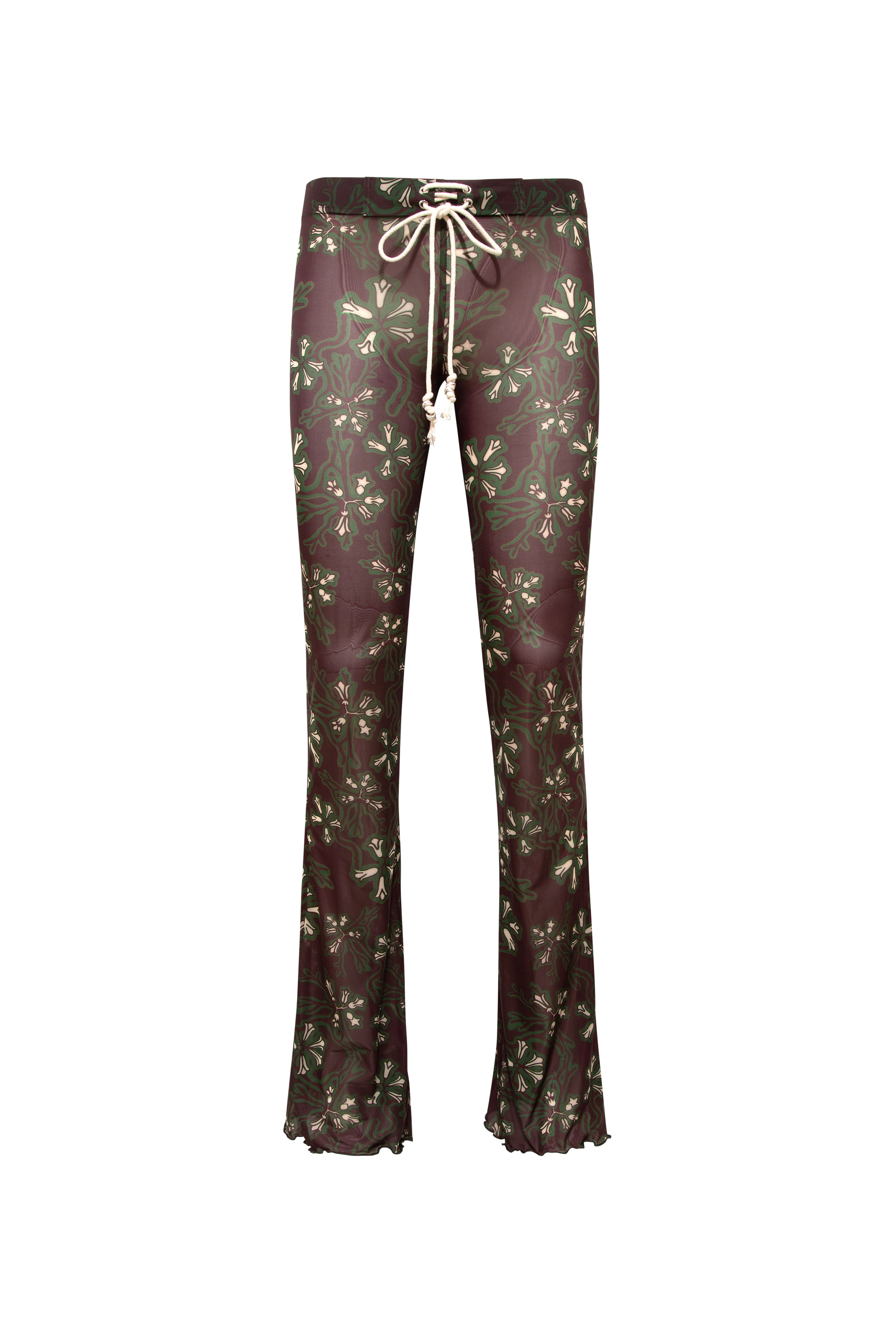 DANIA - Sheer printed drawstring mesh pants
