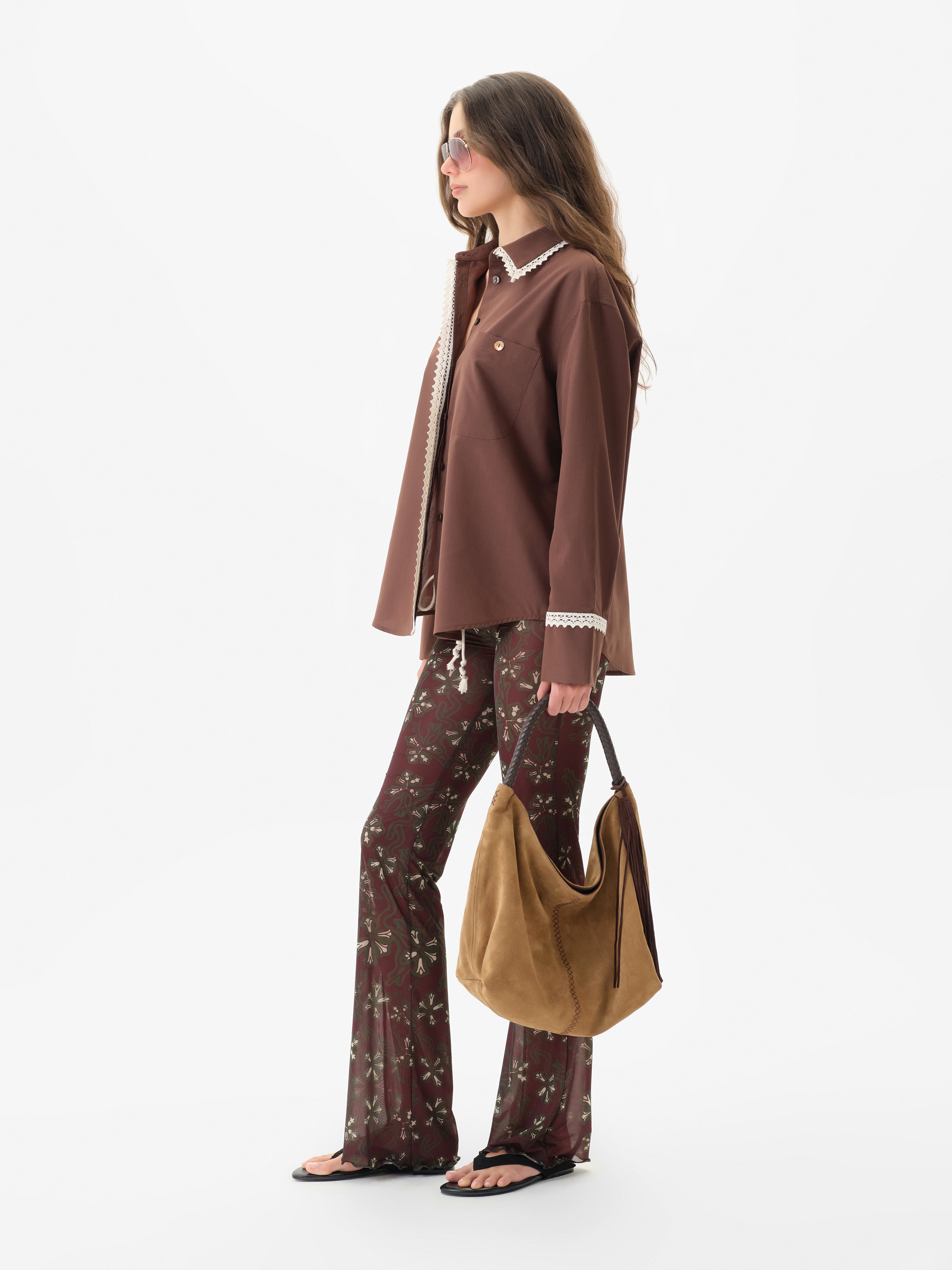 DANIA - Sheer printed drawstring mesh pants
