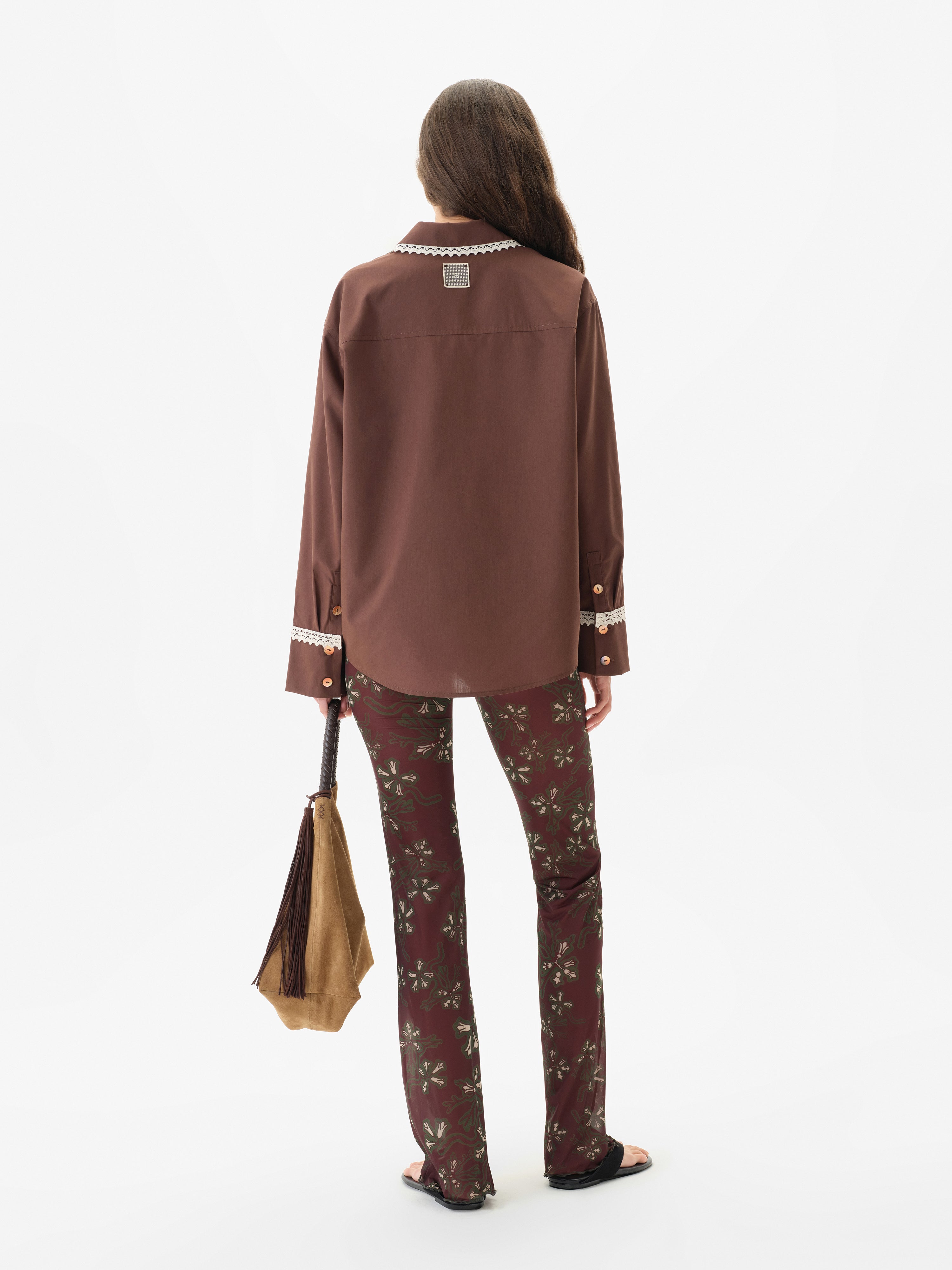DANIA - Sheer printed drawstring mesh pants
