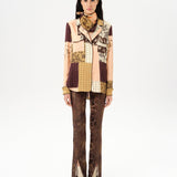 DORY - Mid-rise printed velvet pants