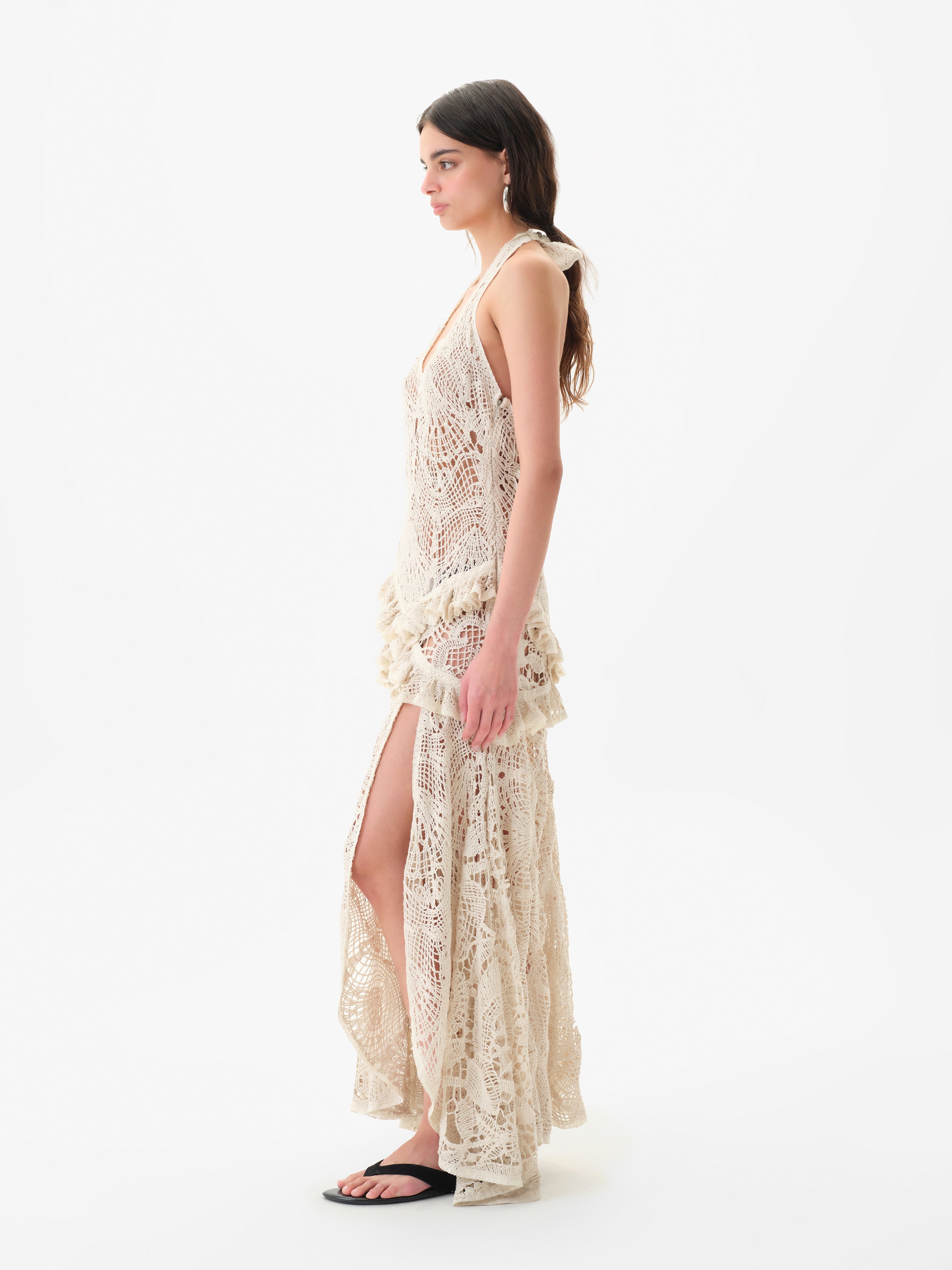 elvira dress Robe longue 'Elvira' brode sans manches mousse moss / XS/S