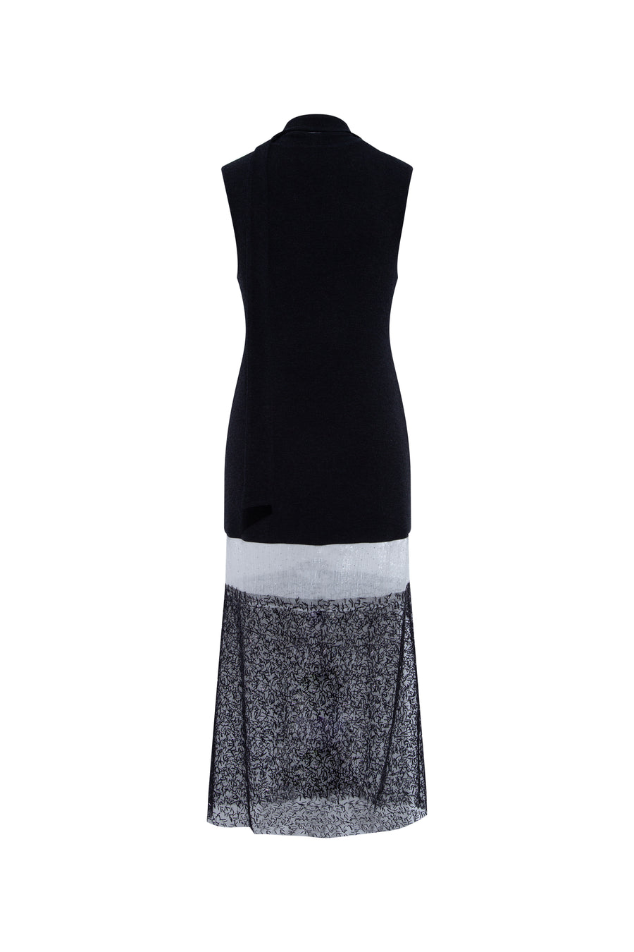 ESA - Scarf detailed midi dress with beading at hem