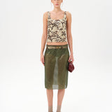 ESTELLE - Sequin sheer midi skirt with belt detail