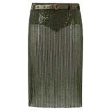 ESTELLE - Sequin sheer midi skirt with belt detail