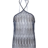 FABIANA - Bead-embellished sheer halterneck top