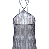 FABIANA - Bead-embellished sheer halterneck top