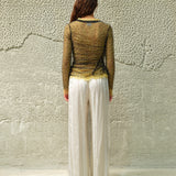 FAYE - Tulle layered lace top with metallic embelishments