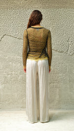 FAYE - Tulle layered lace top with metallic embelishments