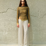 FAYE - Tulle layered lace top with metallic embelishments