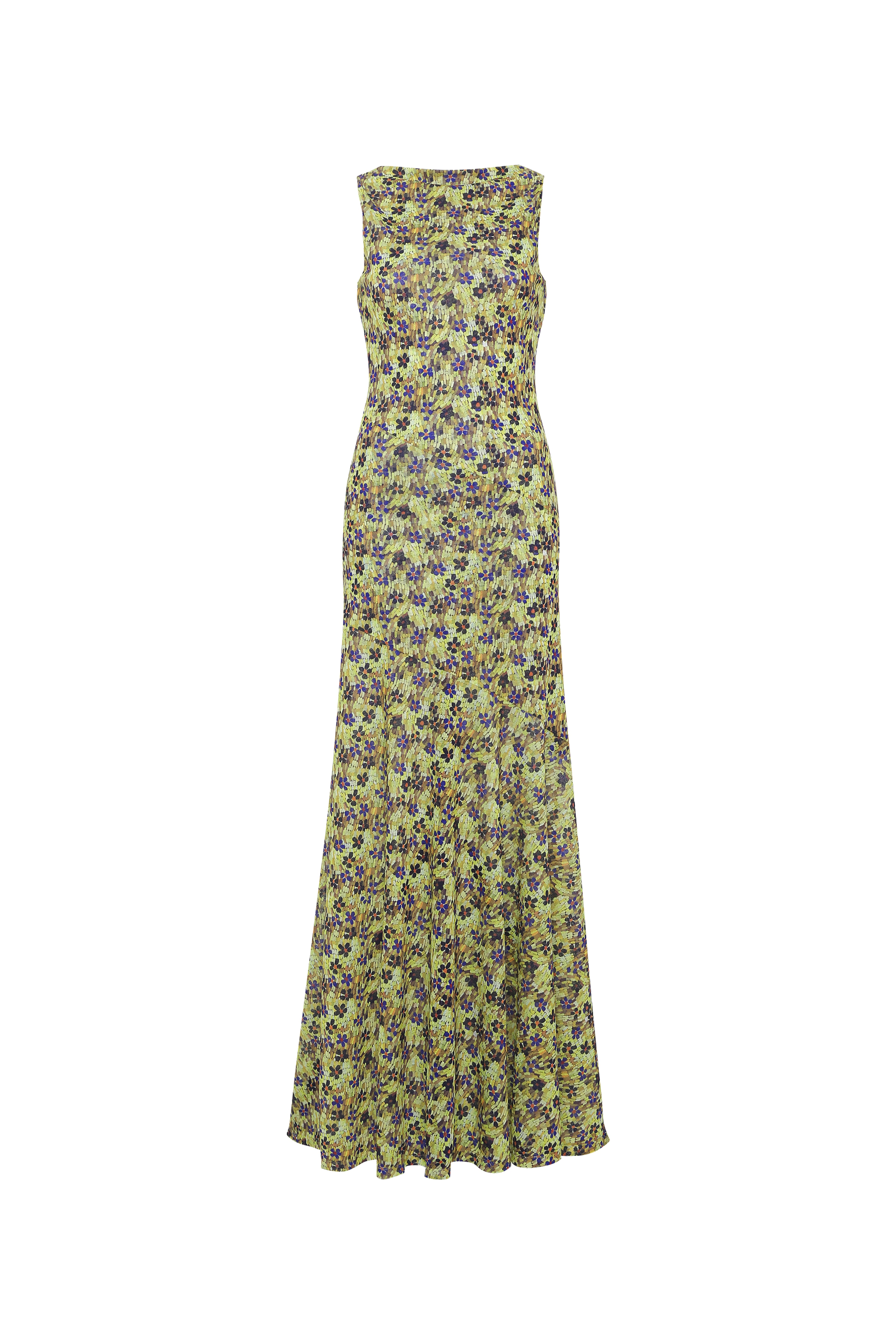 FENS - Floral print open-back mesh maxi dress