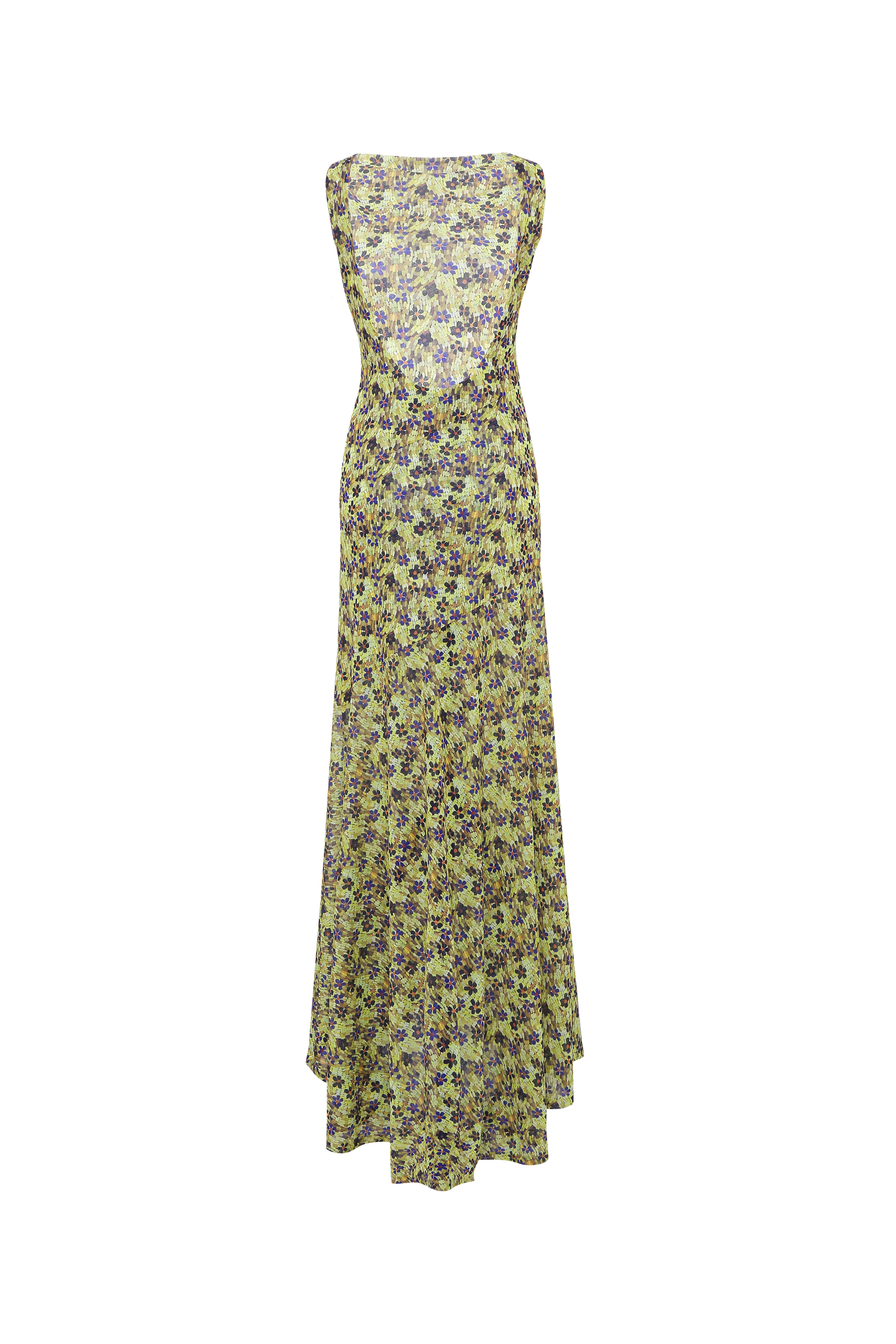 FENS - Floral print open-back mesh maxi dress
