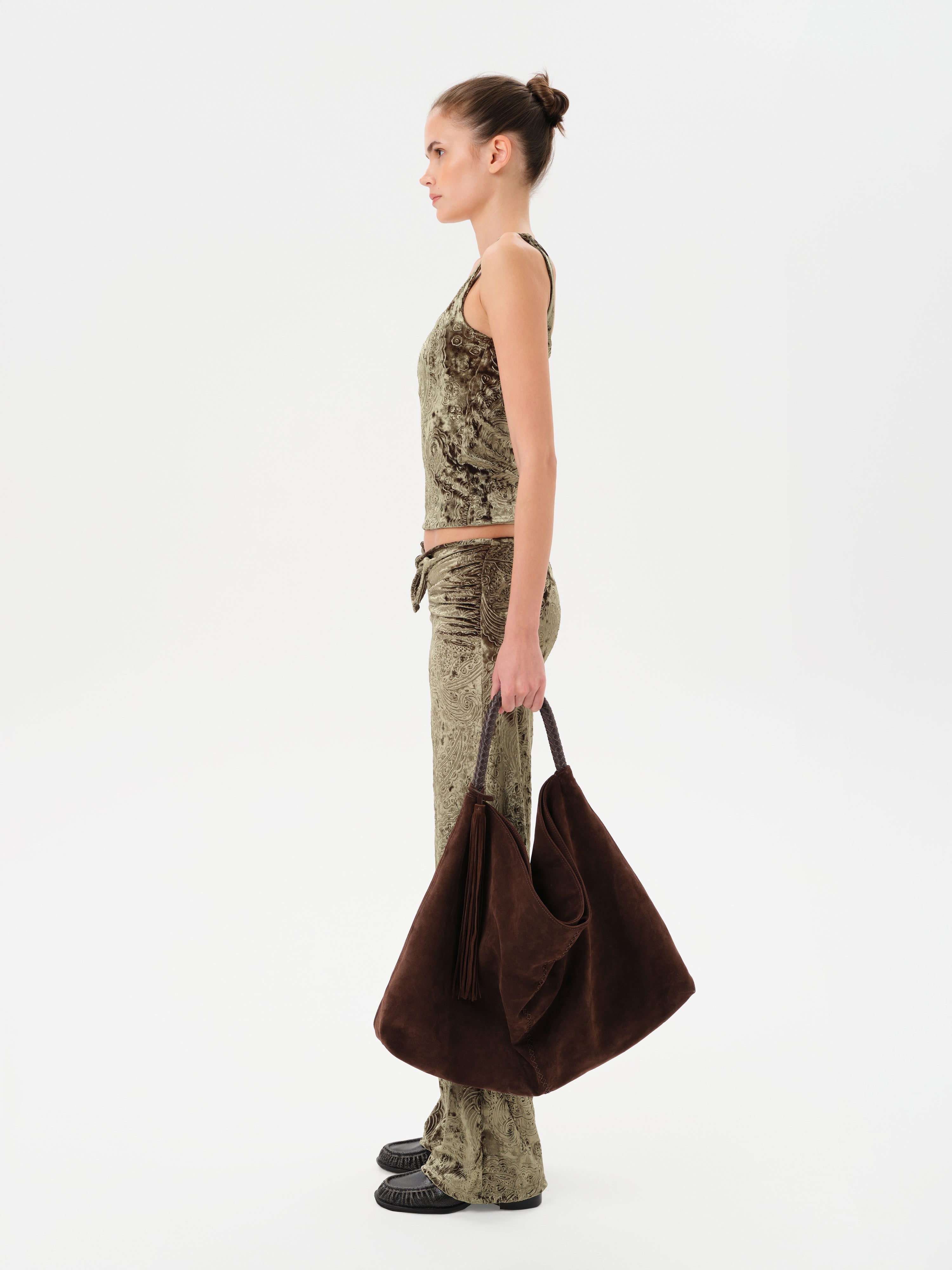 FERN - Low-rise velvet devoré pants