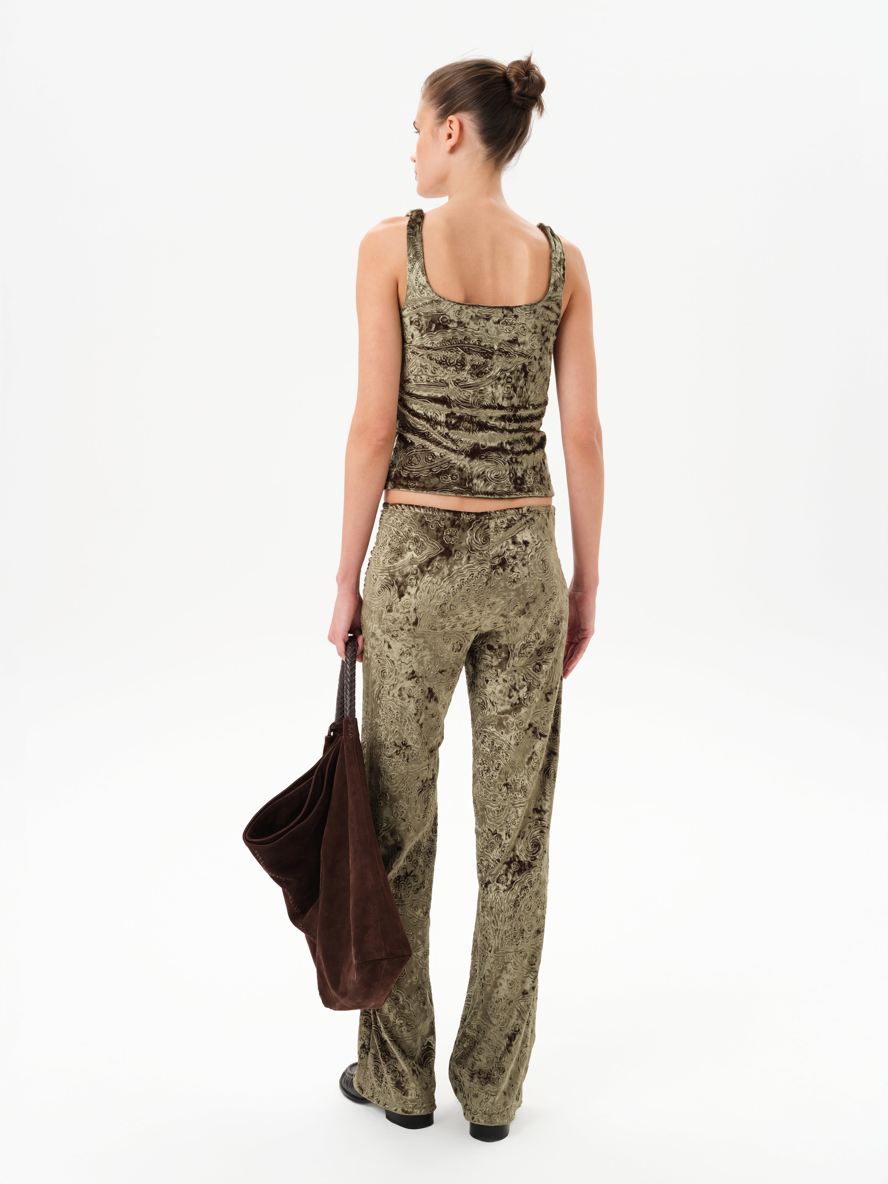 FERN - Low-rise velvet devoré pants