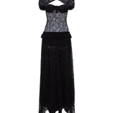 FLORENCE - Sheer black lace maxi dress