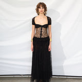 FLORENCE - Sheer black lace maxi dress