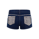 FLOW - Mini denim short with studs