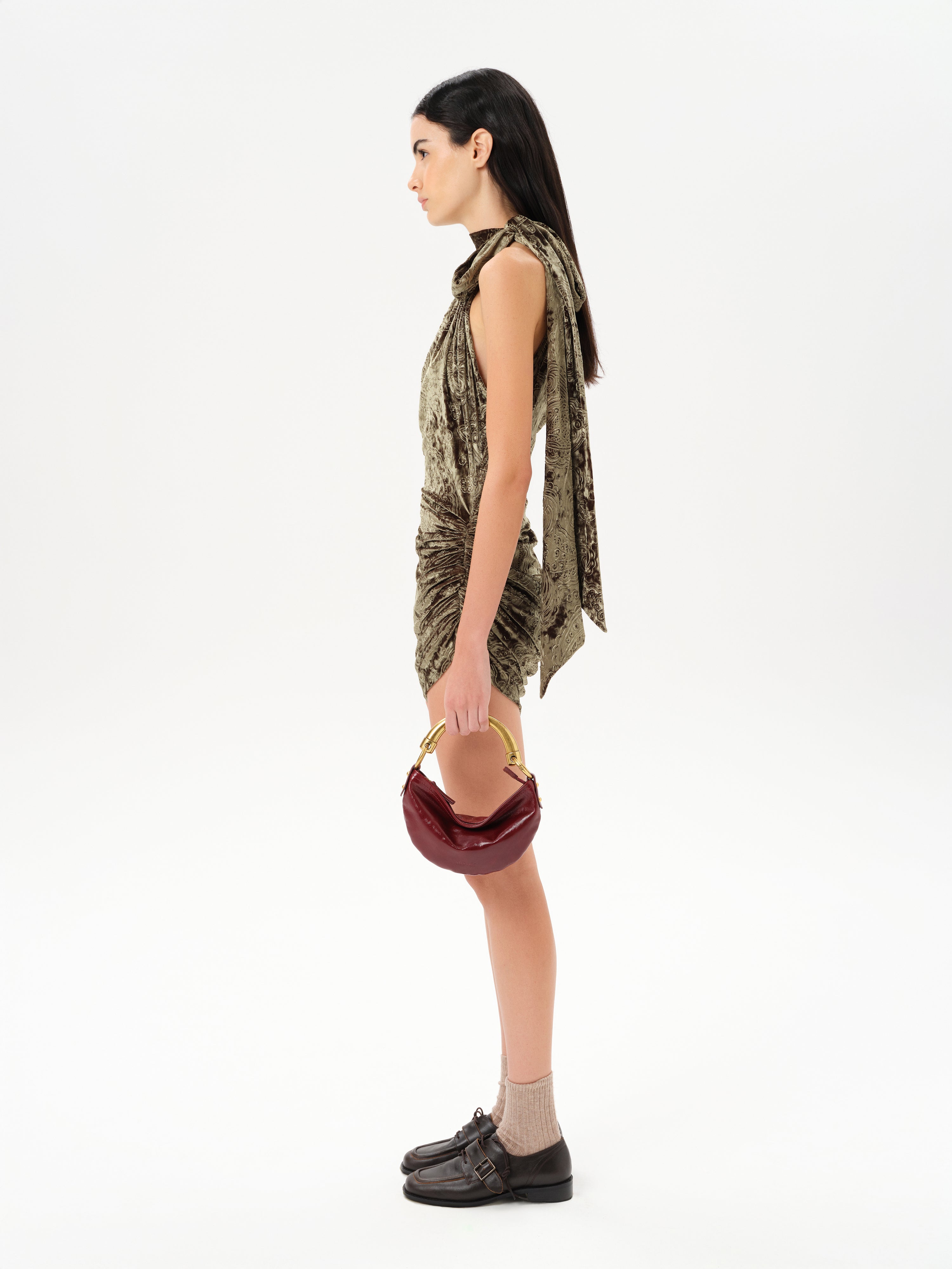 FRANKY - Velvet devor mini halter dress - Green S FRANKY - Velvet devor mini halter dress - Green S