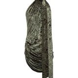 FRANKY - Velvet devoré mini halter dress