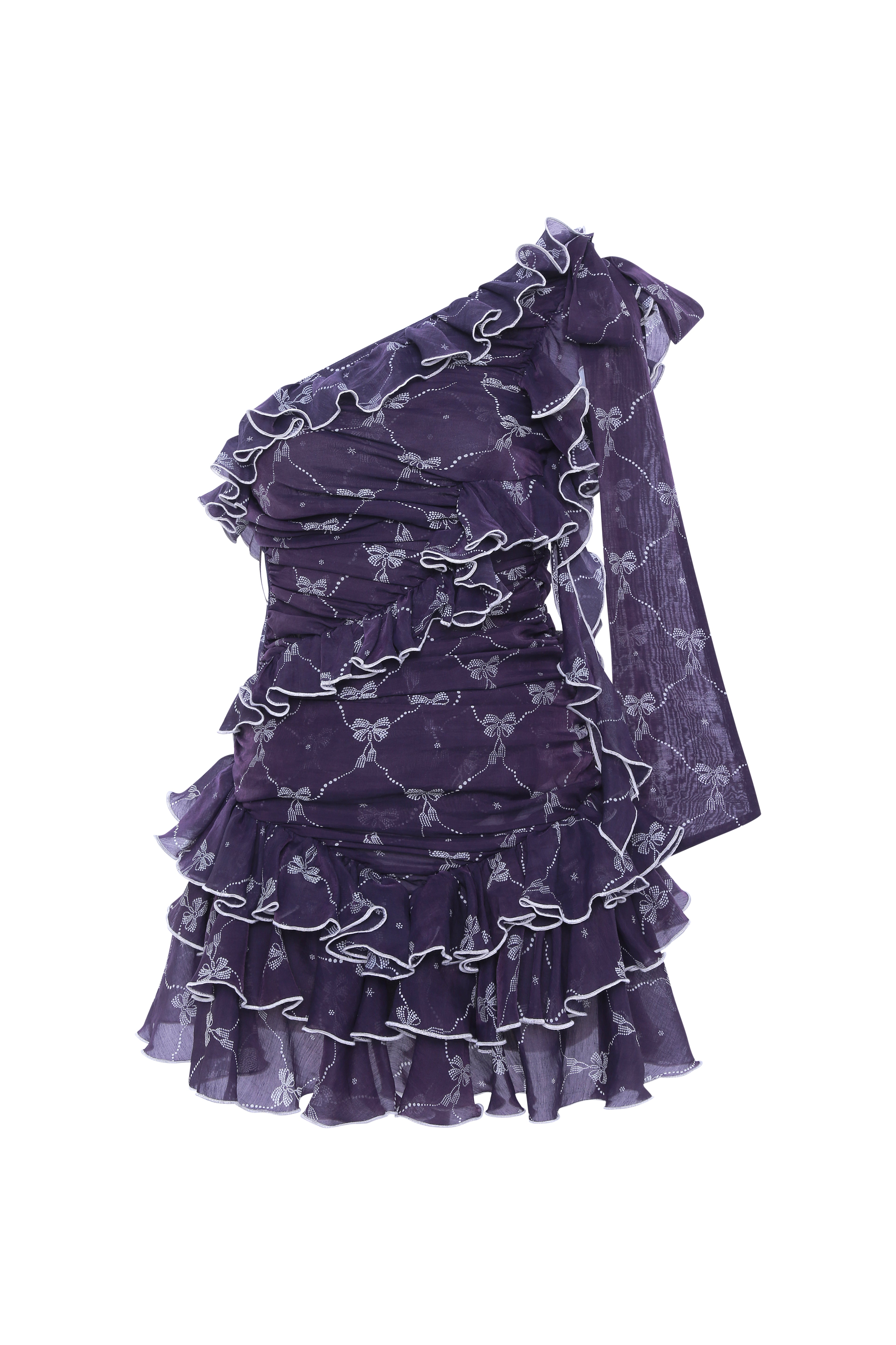 FRILLA - Bow detailed ruffle one-shoulder dress