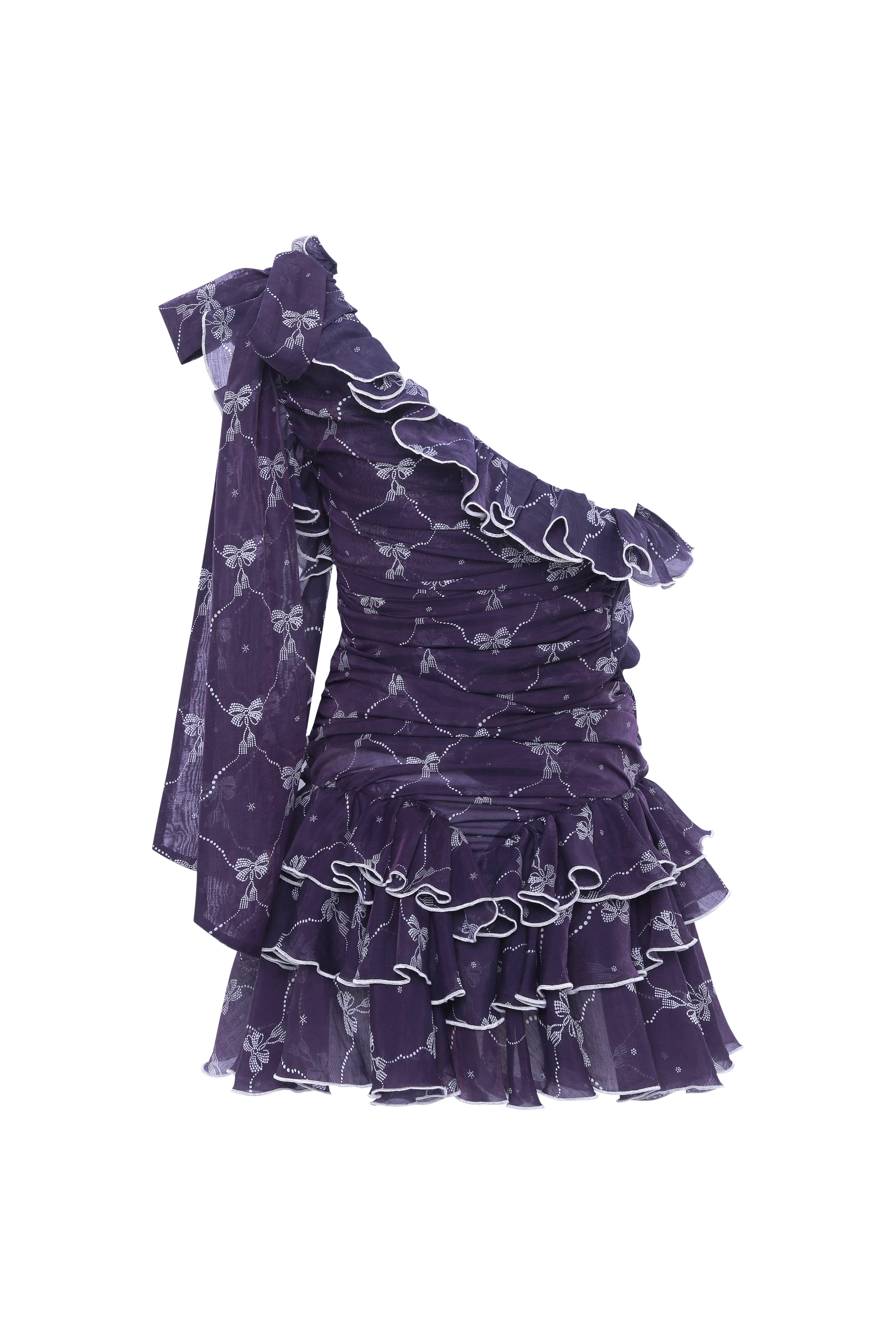 FRILLA - Bow detailed ruffle one-shoulder dress