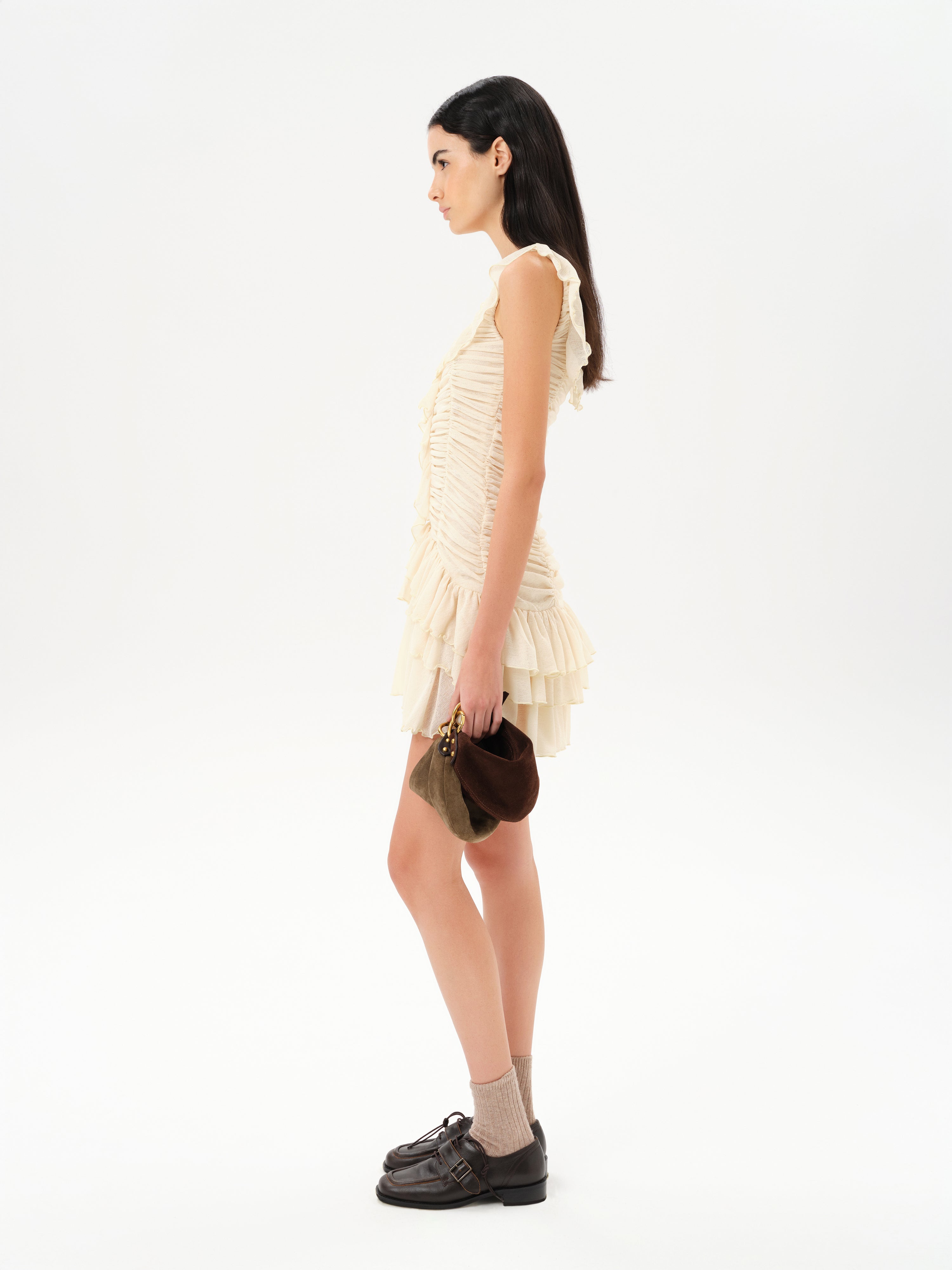 GEMMA - Mini dress with all-over ruched texture