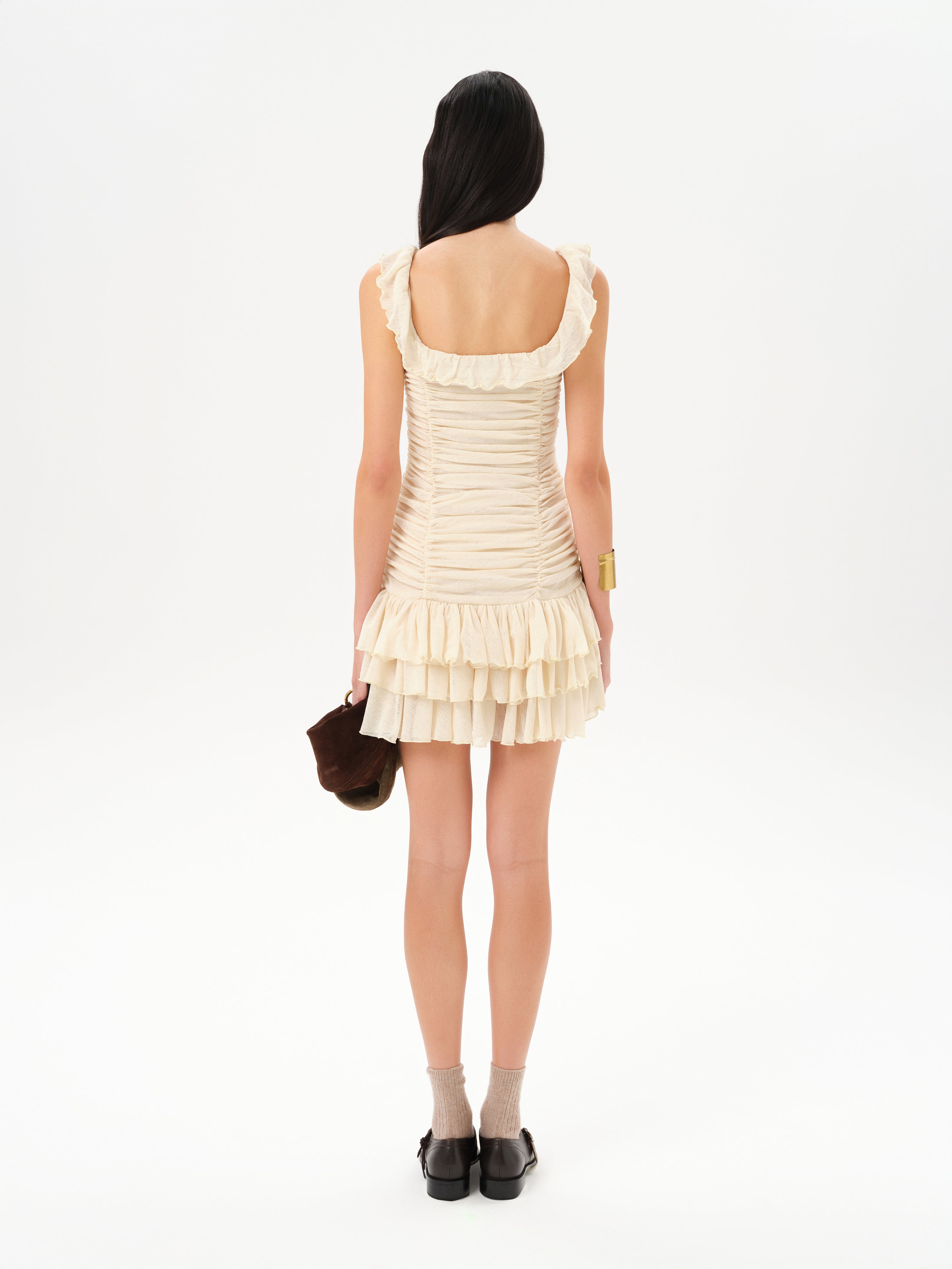 GEMMA - Mini dress with all-over ruched texture