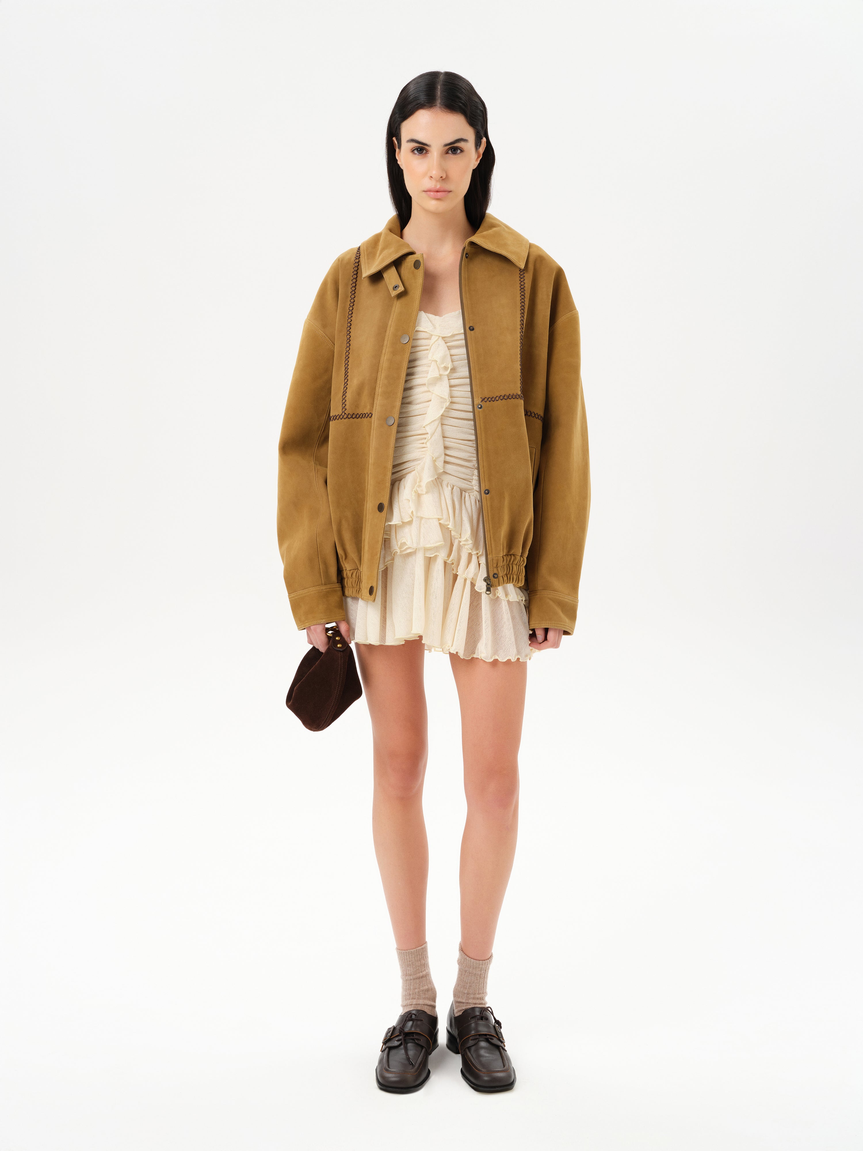 GEMMA - Mini dress with all-over ruched texture