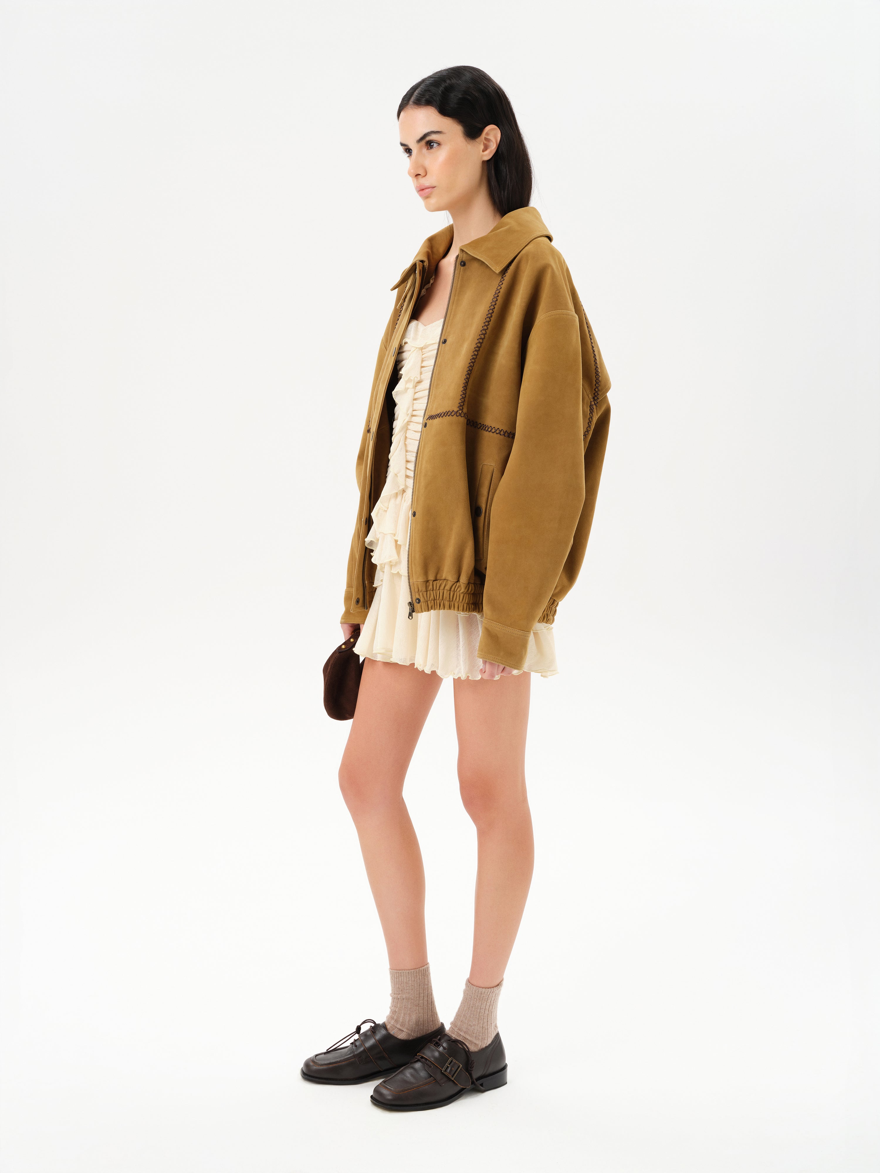 GEMMA - Mini dress with all-over ruched texture