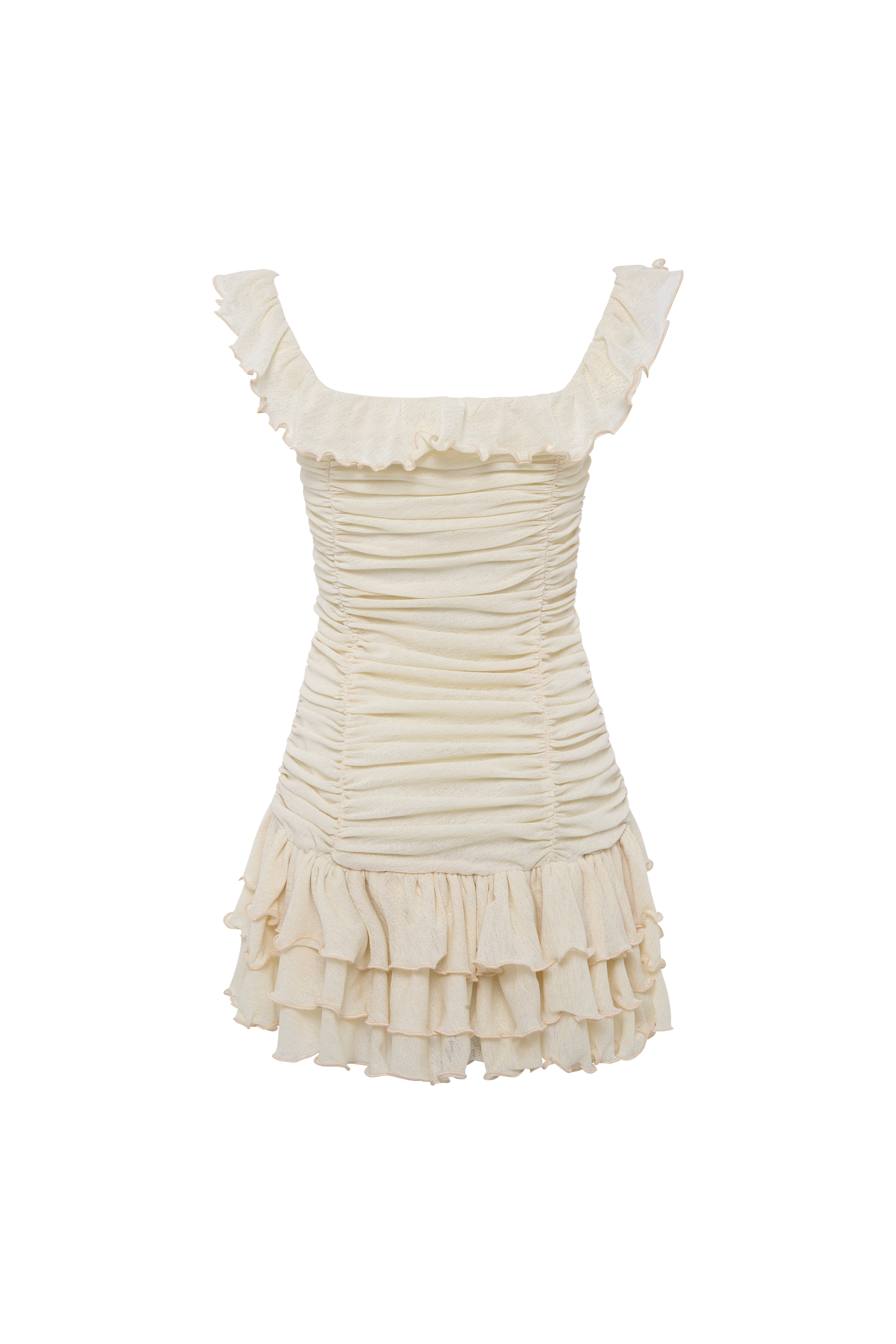 GEMMA - Mini dress with all-over ruched texture