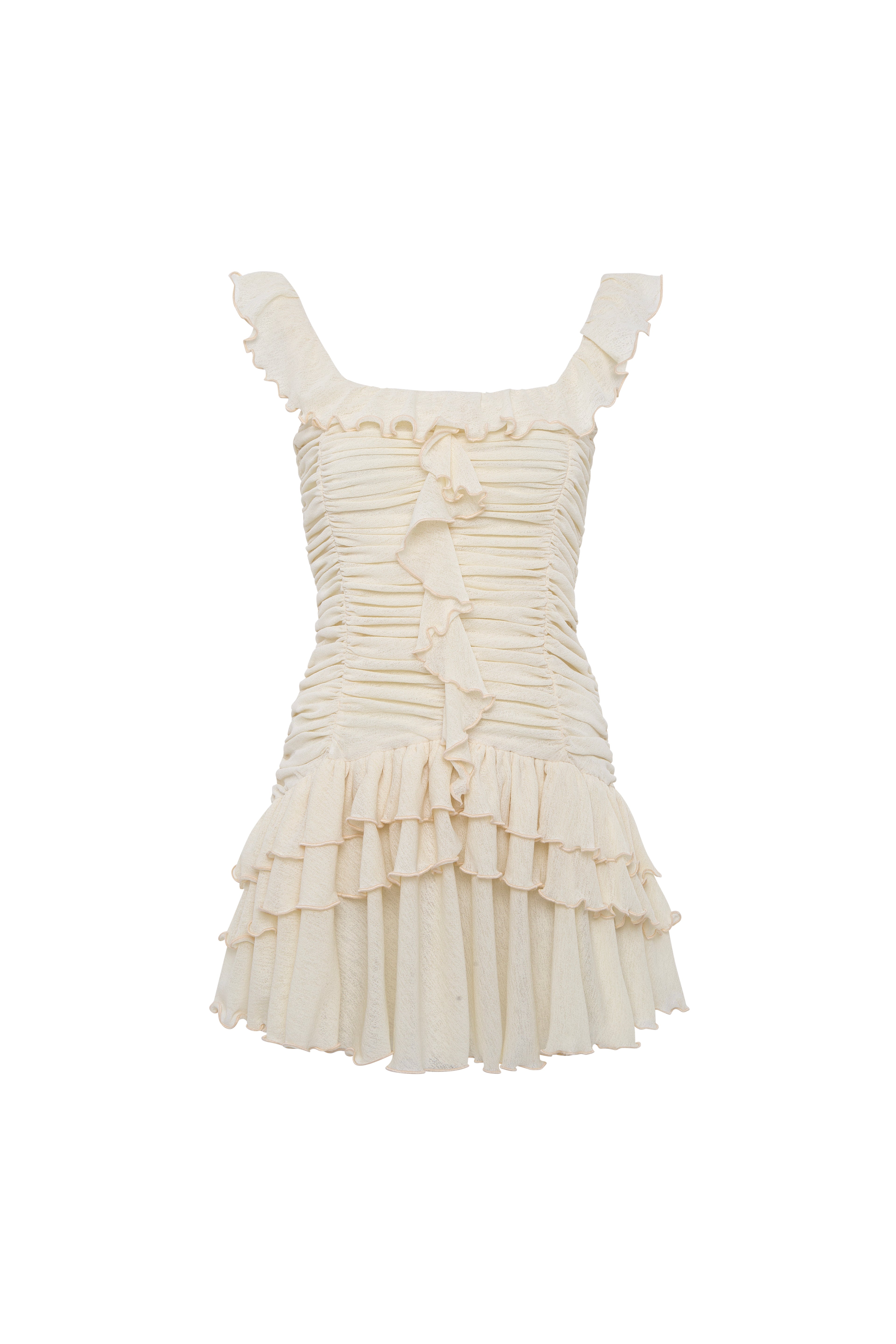 GEMMA - Mini dress with all-over ruched texture