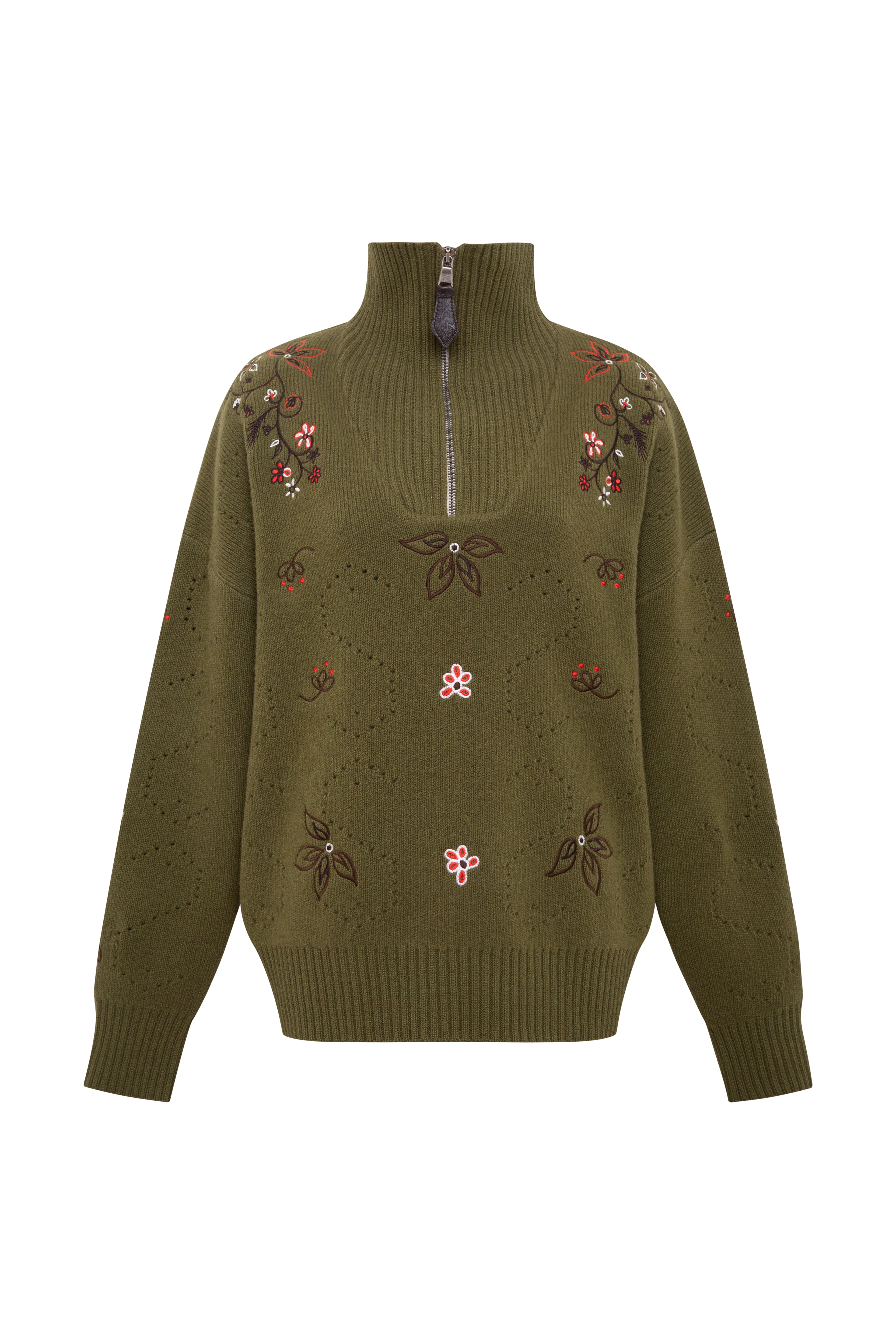 GENEVA - Half-zip embroidered knit sweater