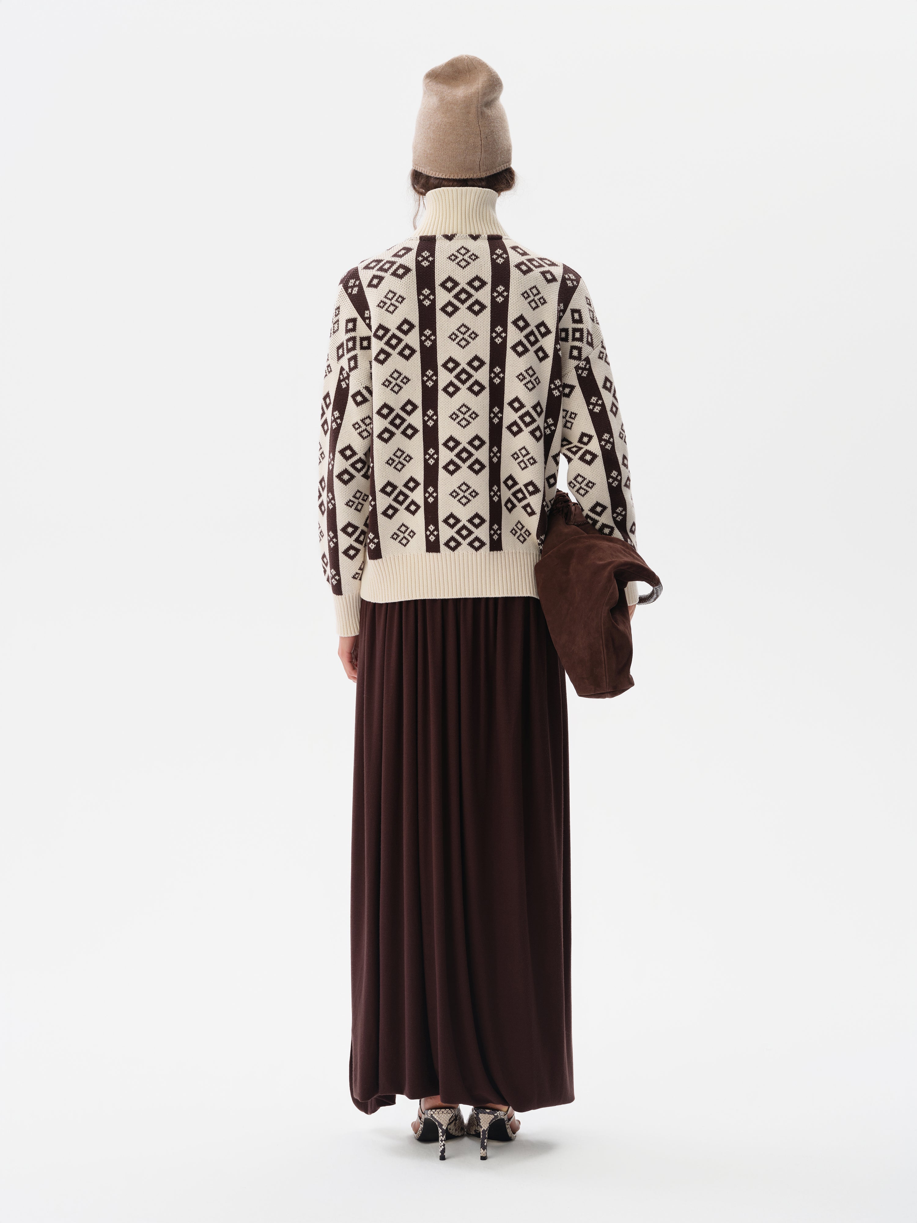 GENEVA - Cashmere-wool blend knit sweater with semi-zipper