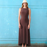 GRACE - Sleeveless maxi dress in stretch jersey with all-over metal studs