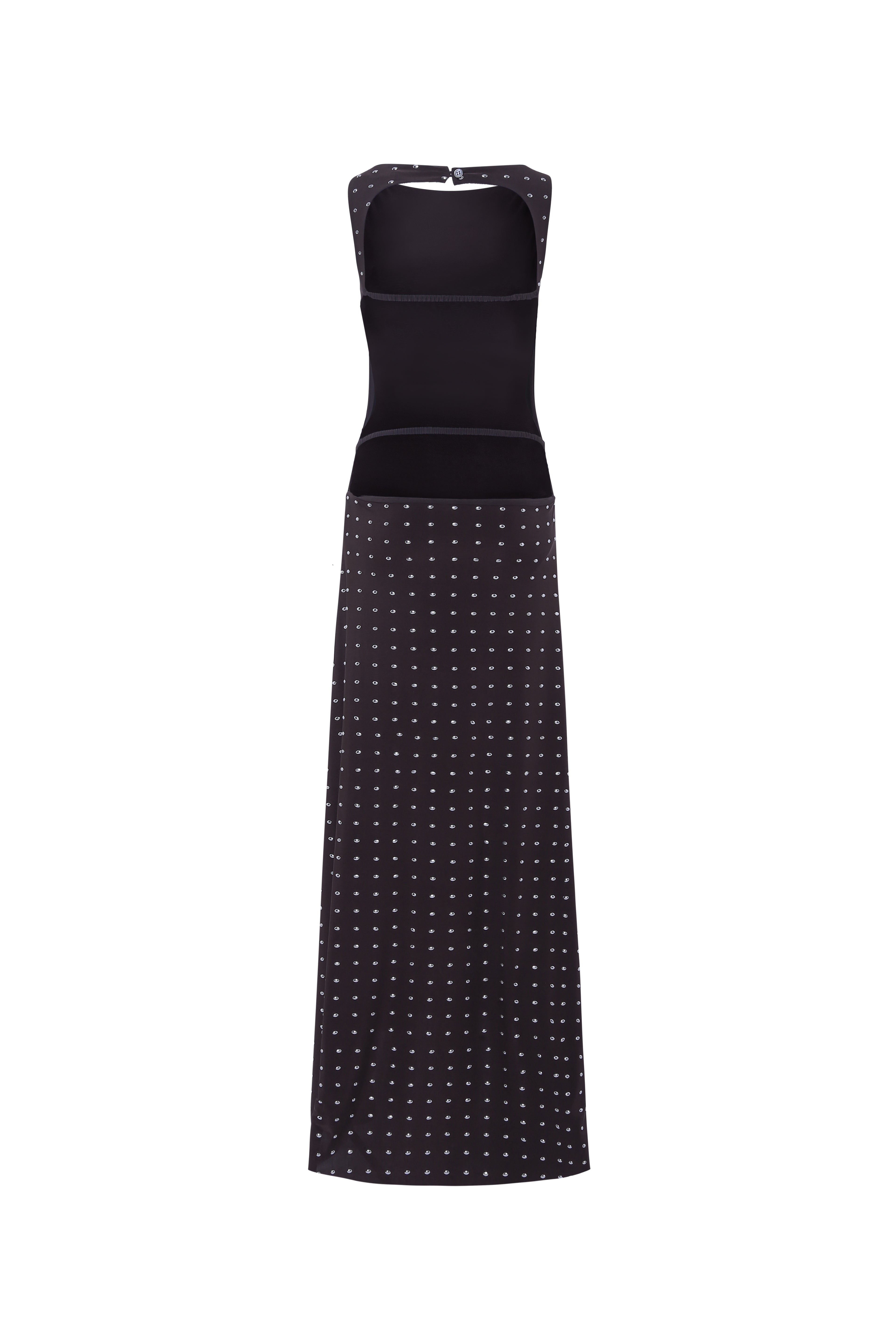 GRACE - Sleeveless maxi dress in stretch jersey with all-over metal studs