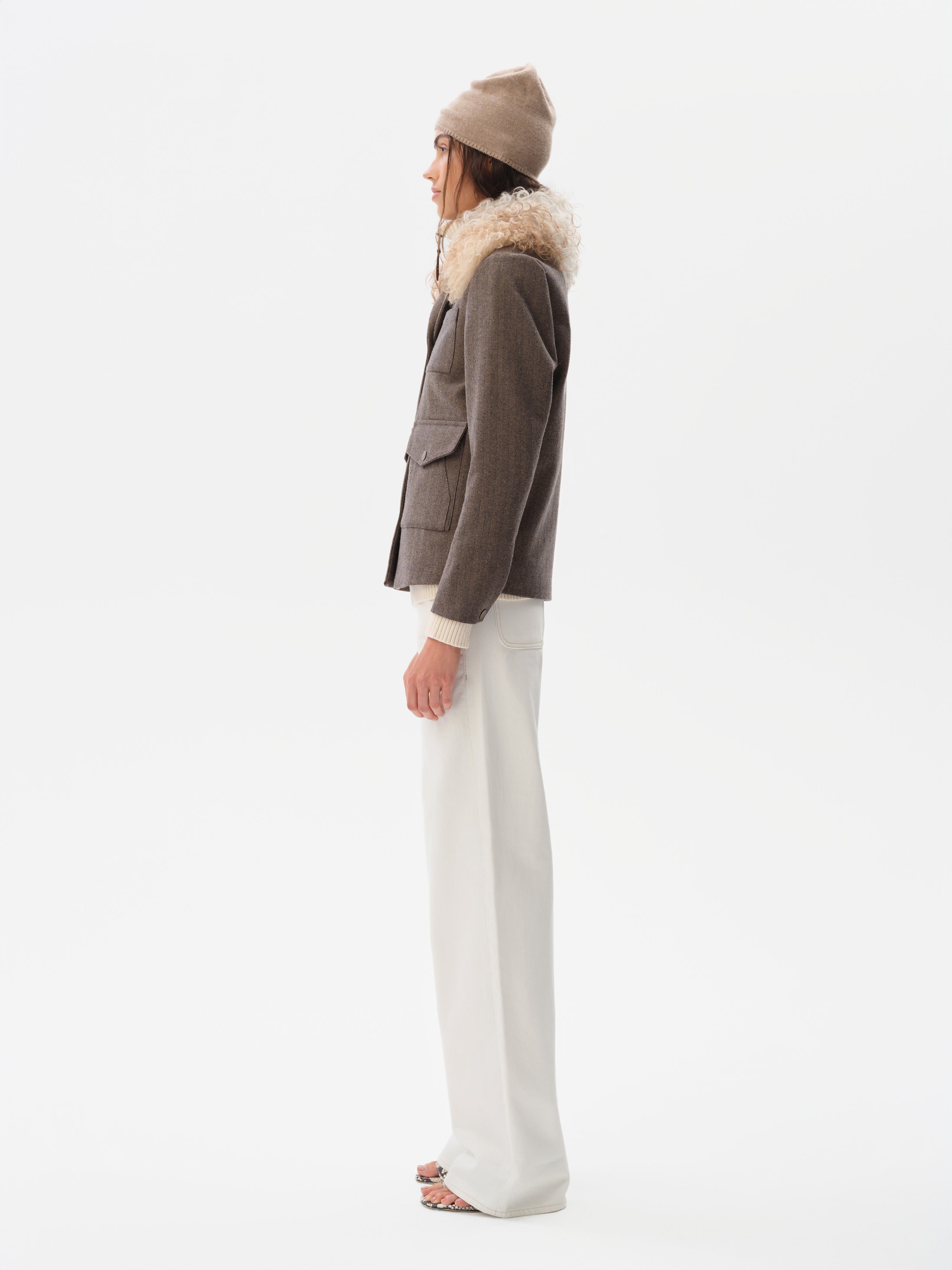 HARPER - Wool-blend jacket with fur collar