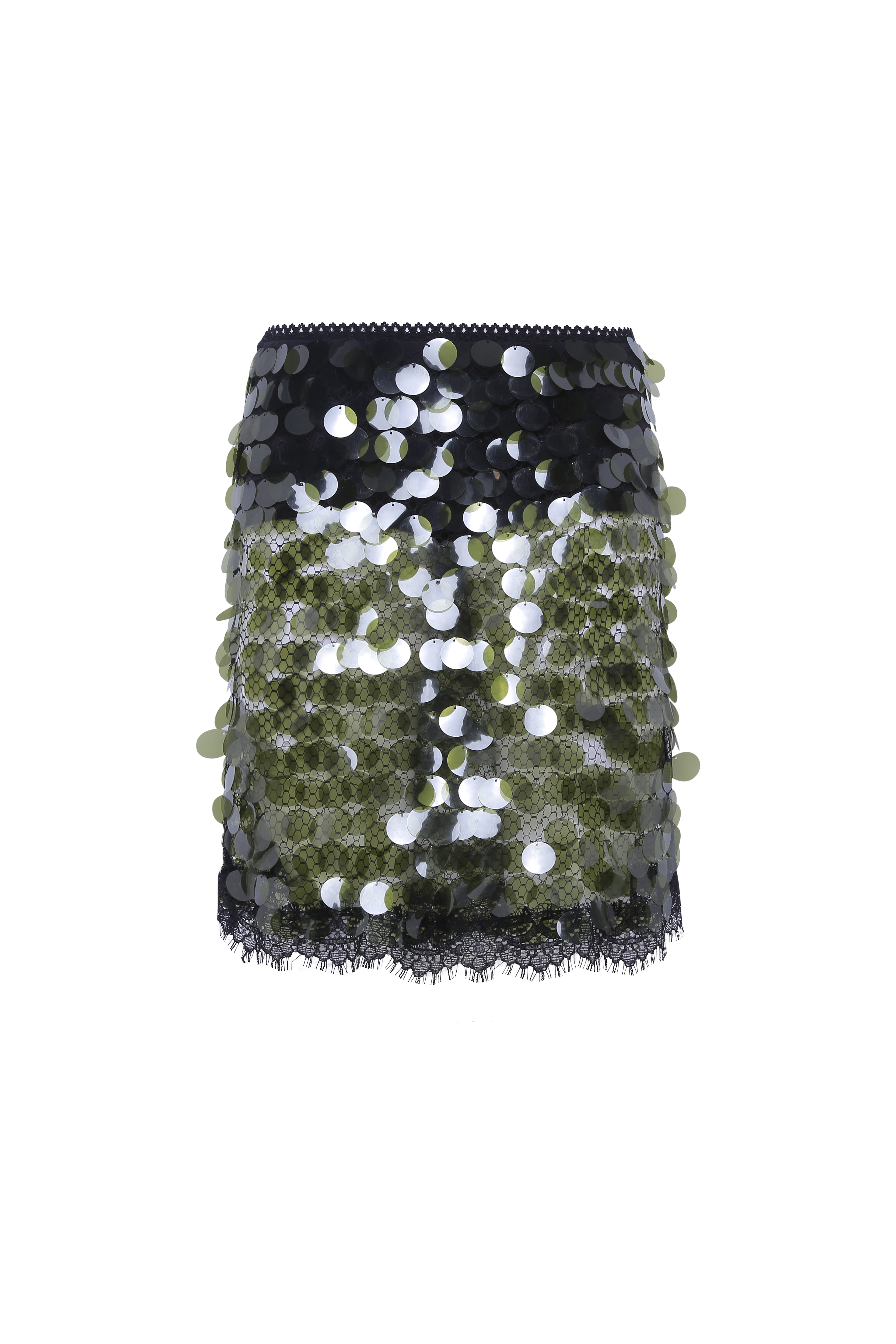 HELENE - Sheer sequined midi skirt with detachable mini short
