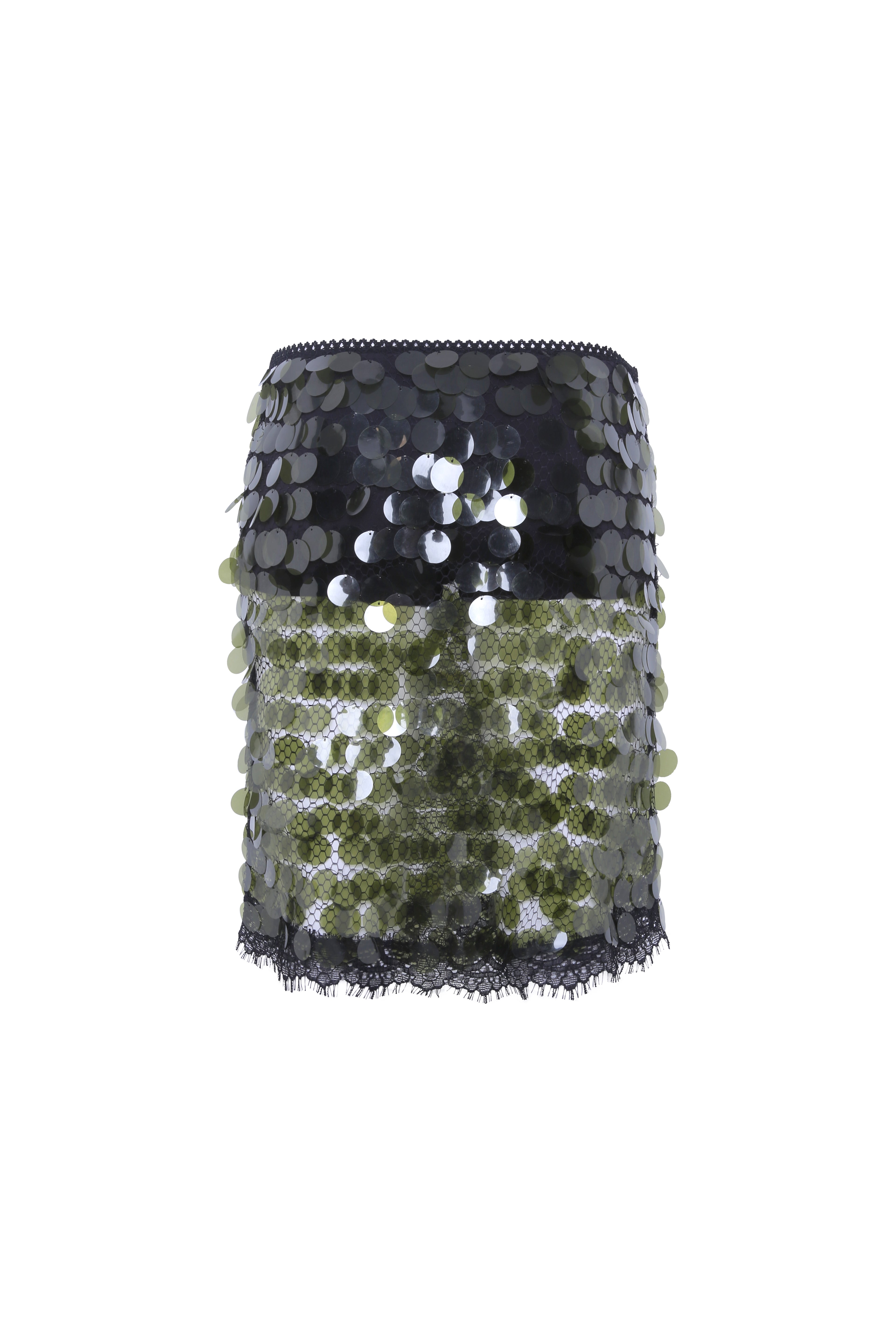 HELENE - Sheer sequined midi skirt with detachable mini short