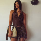 HUNNI - Cape detailed studded jersey top
