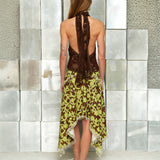 INDY - Halterneck crocheted top with open-knit texture