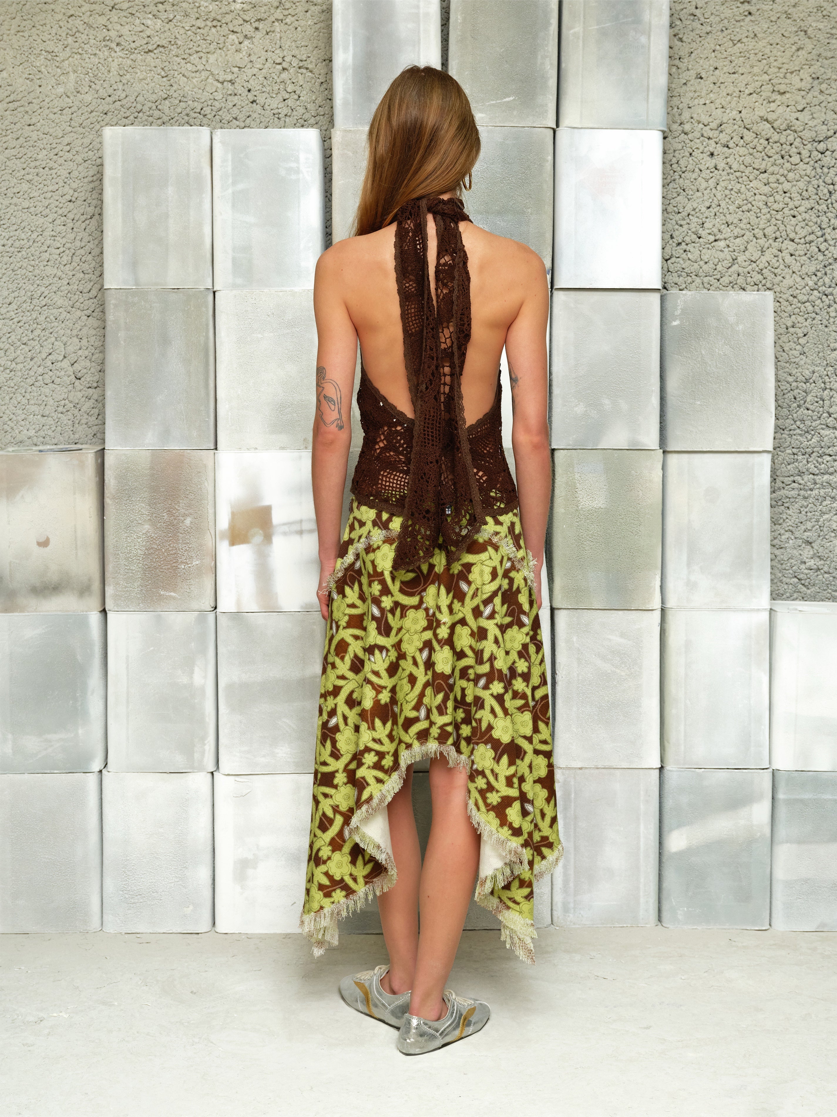 INDY - Halterneck crocheted top with open-knit texture