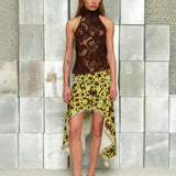 INDY - Halterneck crocheted top with open-knit texture