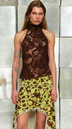 INDY - Halterneck crocheted top with open-knit texture