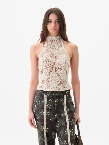 INDY - Halterneck crocheted top with open-knit texture by SIEDRÉS