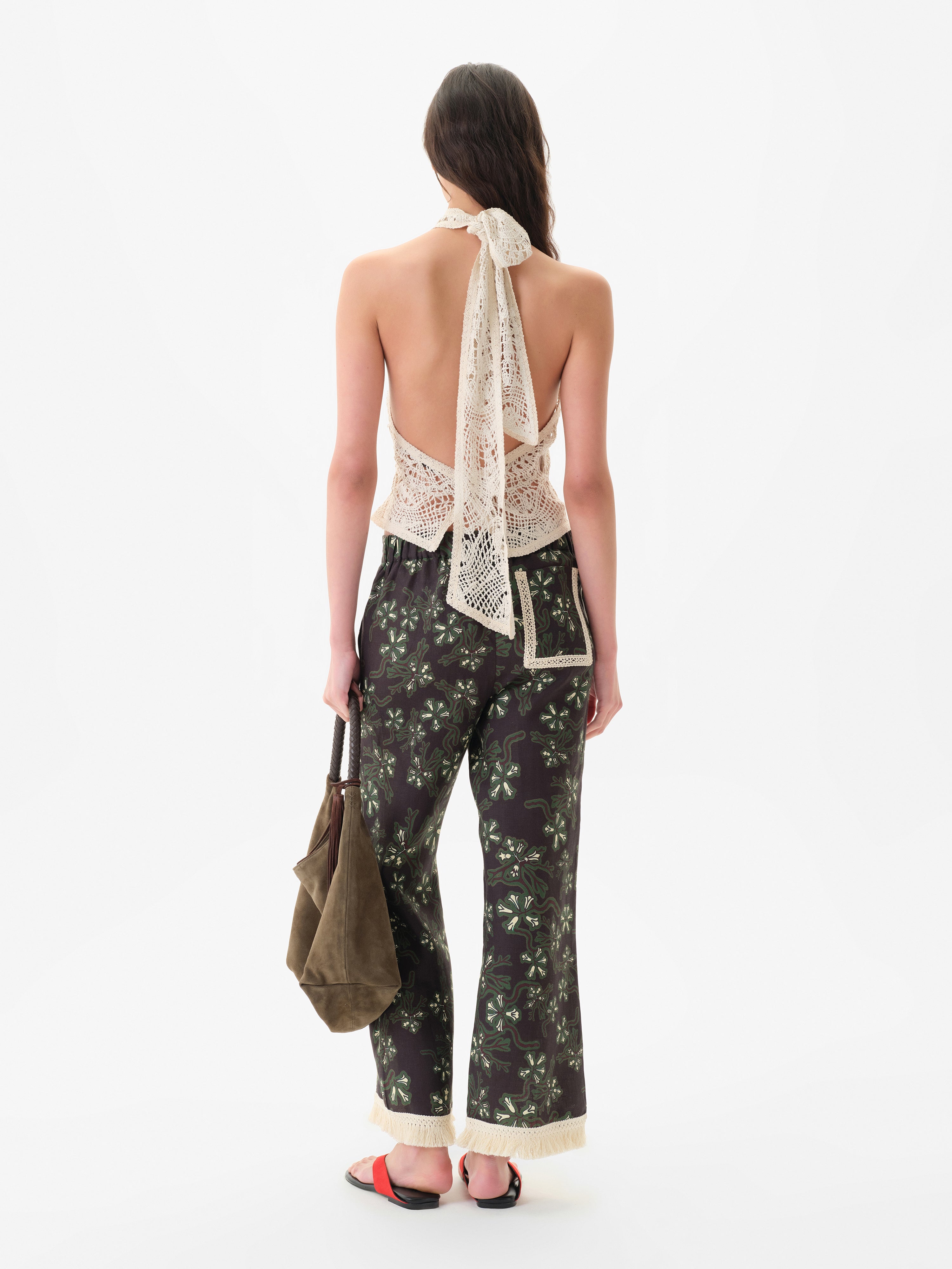 INDY - Halterneck crocheted top with open-knit texture